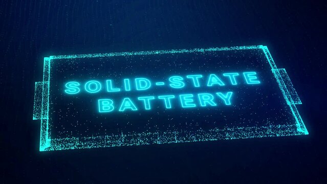 Solid-state battery pack design for electric vehicle (EV) concept animation, 3D rendering new research and development batteries with solid electrolyte high energy storage for future car industry