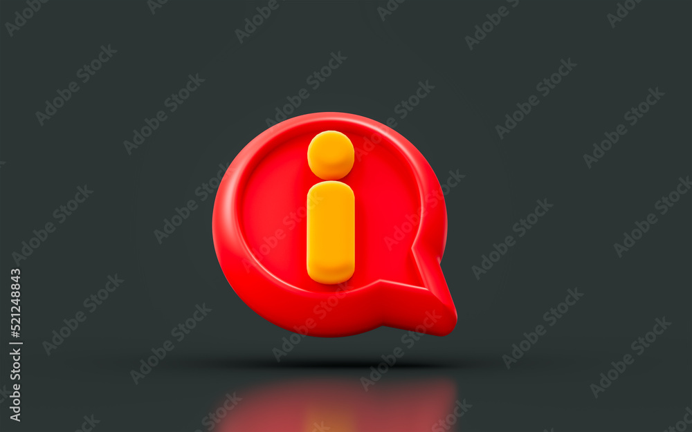 Poster exclamation sign with message on dark background 3d render concept for conversation alert attention