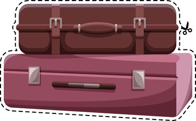 Suitcases. Colored sticker. Two suitcases are on top of each other. Baggage.