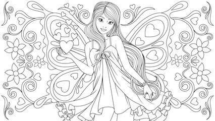 Fototapeta na wymiar Vector illustration, cute beautiful fairy