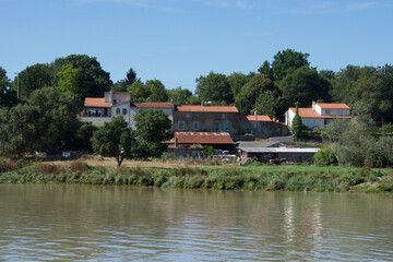 Fototapeta premium The houses of marinière, Estuary of the loire river, France