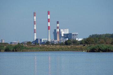 The power plant of cordemais.  Estuary of the Loire river, France. 