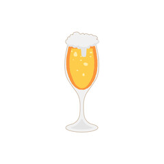 Vector of glass of beer. Drinks with a lot of foam.