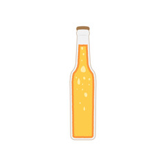 Vector of bottle of beer. Drinks with a lot of foam.