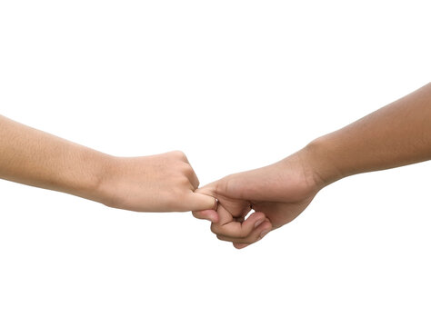 Image of a couple holding hands on a white background