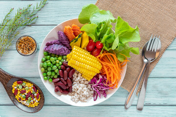 Vegan Food with Fresh Vegetables Salad.