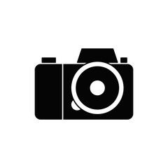 Camera photography icon in black flat glyph, filled style isolated on white background