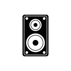 Sound speaker icon in black flat glyph, filled style isolated on white background
