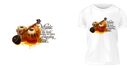 t-shirt design, Music is the best means we have of digesting time.