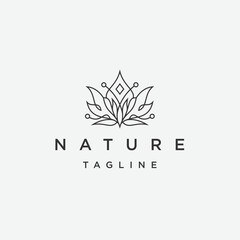 Flower lotus line logo icon design template flat vector