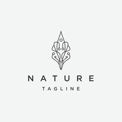 Nature leaf line logo icon design template flat vector