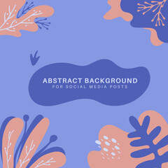 Social media template with sea themed abstract leaves, branches and plants for web posts, fliers, personal blog, advertisement banners etc. Framed vector illustration