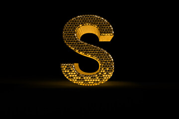 Gold letter S as a hive with honey.