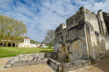 Fototapeta na wymiar iglesia en ruinas, siglo XII, Cartuja del Liget , municipio de Chemillé-sur-Indrois , Centro del Valle del Loira, France,Western Europe