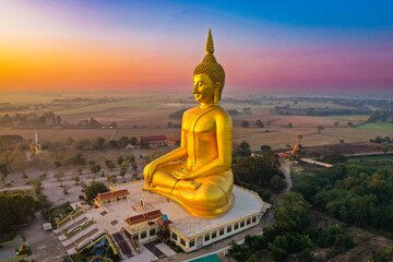 Big Buddha during sunset at Wat Muang in Ang Thong, Thailand