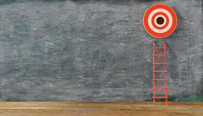Stand out from the crowd and think different. Creative idea concepts with red ladder and ambitious...