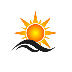 Sun and sea logo, wave icon