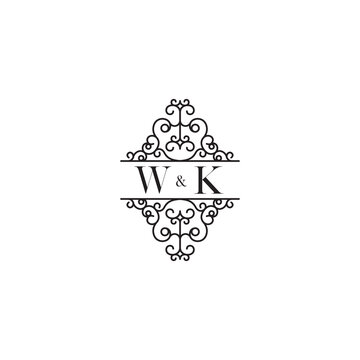 WK line wedding concept initial logo which is good for digital branding or print