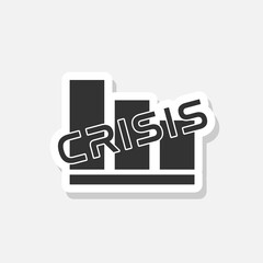 Economic Crisis icon sticker isolated on white