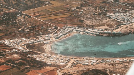 Aerial view of Armier Bay, Mellieha, Malta