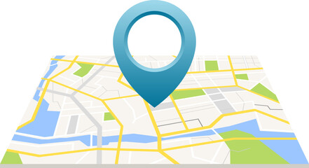 GPS map with blue pin clip art
