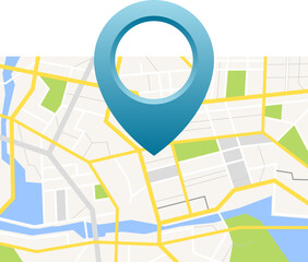 GPS map with blue pin clip art