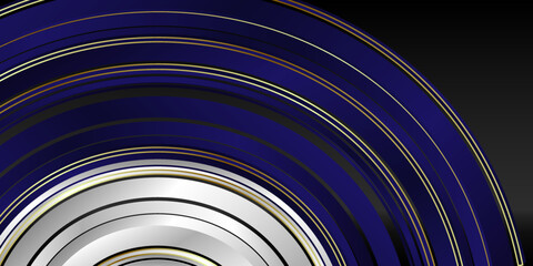 silver and blue on black background