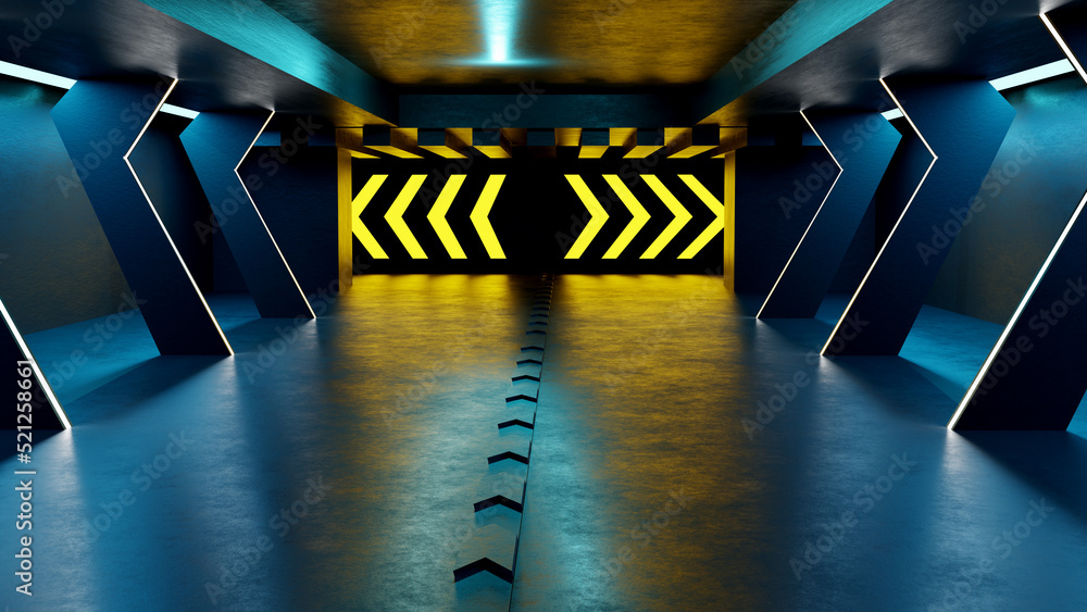 Poster 3d rendering neon glow sci fi futuristic background spaceship abstract