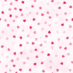 Hearts seamless pattern, cute watercolor vector background with small hearts, baby print, 14 february Valentine backdrop