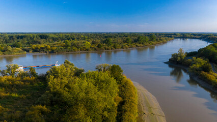 Fototapeta na wymiar Aerial view of the Scheldt river and its tributary, the Durme river, in Hamme, Belgium