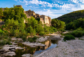 Montclus in C`eze valley near Avignon and Ardèche canyon is a popular and beautiful ancient...