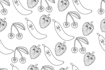pattern cherry, strawberry, banana, repeating picture is intended for cards, posters, fabric printing, linen and you can use it in different cases.