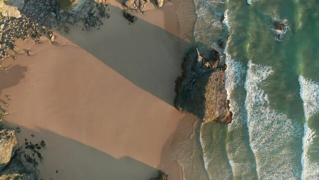 Aerial view of Bedruthan Carnewas, Cornwall, UK.