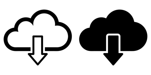 ofvs51 OutlineFilledVectorSign ofvs - download cloud vector icon . isolated transparent . cloud drive storage sign . black outline and filled version . AI 10 / EPS 10 . g11360