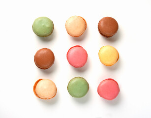 Macarons on the white background