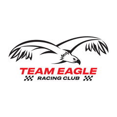 Flying eagle in line draw style, perfect for sport team and brand fashion logo design