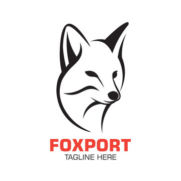 Fox face logo in line draw style, perfect for company and brand product logo design