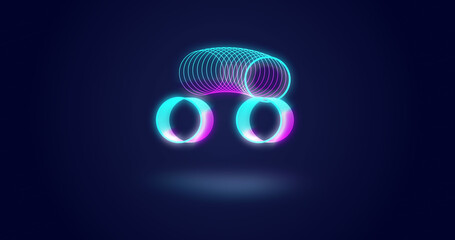 Image of neon circles moving over navy background