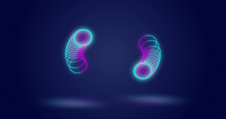 Image of neon circles moving over navy background