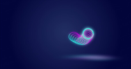 Image of neon circles moving over navy background