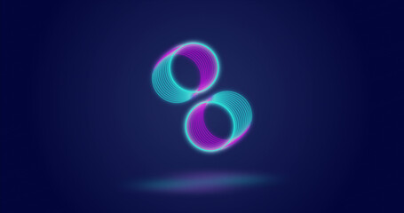 Image of neon circles moving over navy background