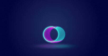 Image of neon circles moving over navy background