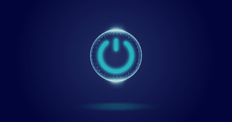 Image of processing circle and on button over navy background