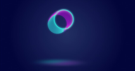 Image of neon circles moving over navy background