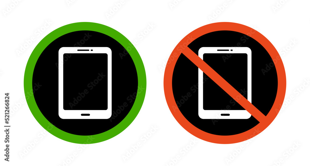 Poster cell phone usage restriction icon set. vector.