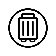 Round suitcase symbol. Trunk case. Luggage. Vector.