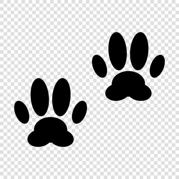 Animal paw print silhouette icon. Cat and dog paw symbol. Vector.