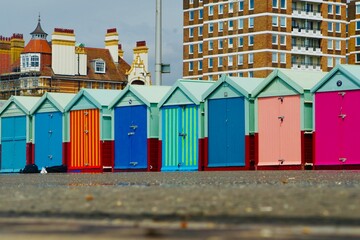 colourful beach huts