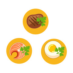 food illustration set design on plate