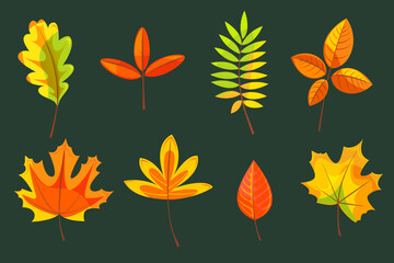 Obraz na płótnie Canvas Set of autumn leaves, flat design